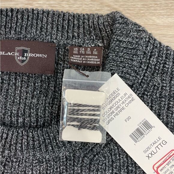 Black Brown 1826 Men's Classic Ragg Cotton Knit Sweater Crewneck XXL - Picture 11 of 11